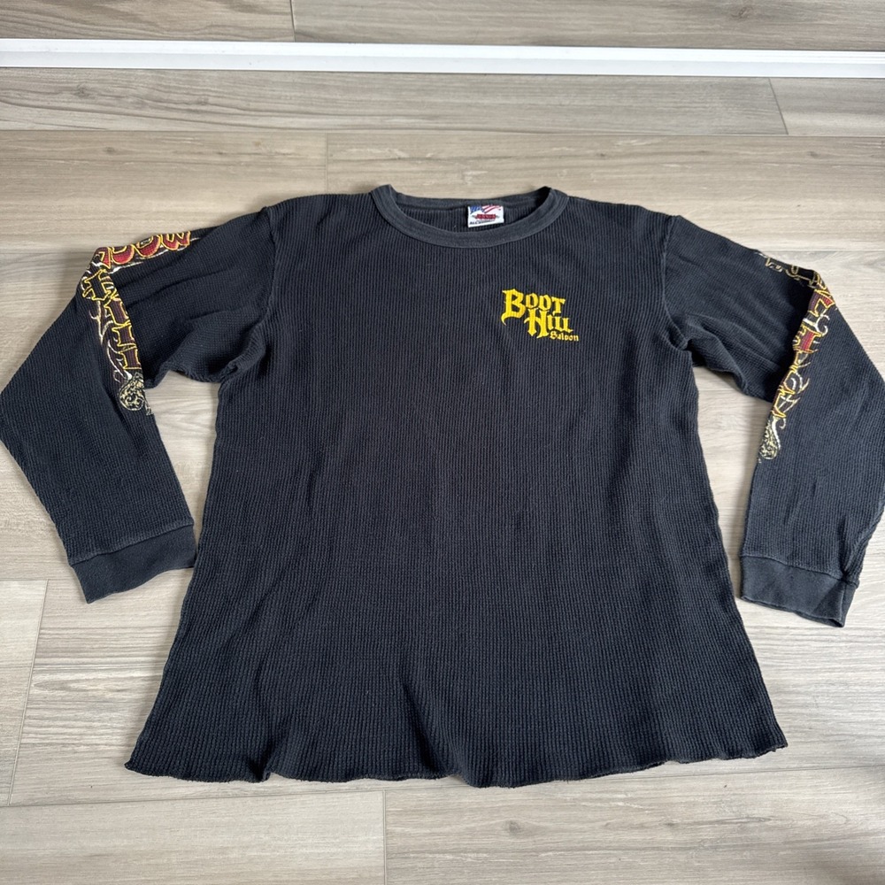 Vintage Boothill Saloon Bike Week Long Sleeve Thermal Size Med Jensen‎ USA MADE